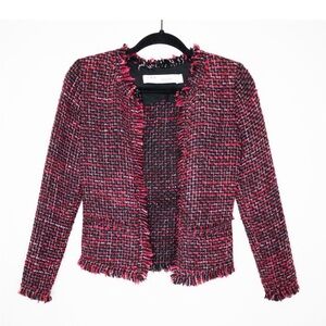 IRO Unplugspe Tweed Blazer Jacket Red Pink Black Boucle Academia Preppy.